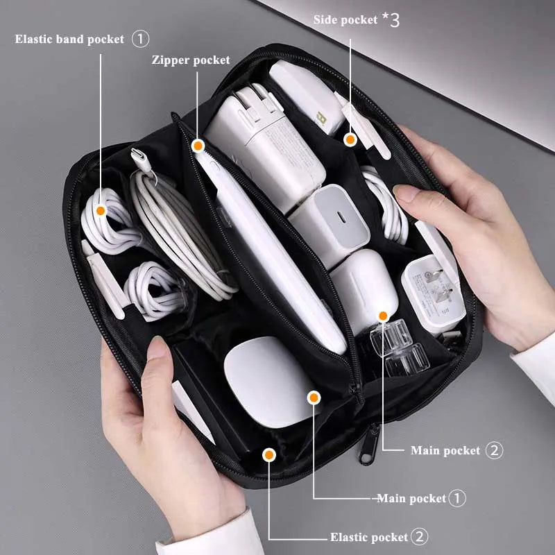 Portable USB Cable Organizer Bag for Travel