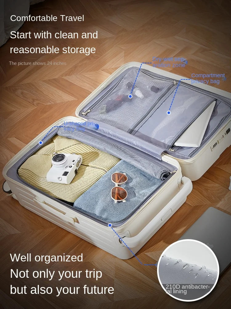 Multifunctional Travel Suitcase with Cup Holder