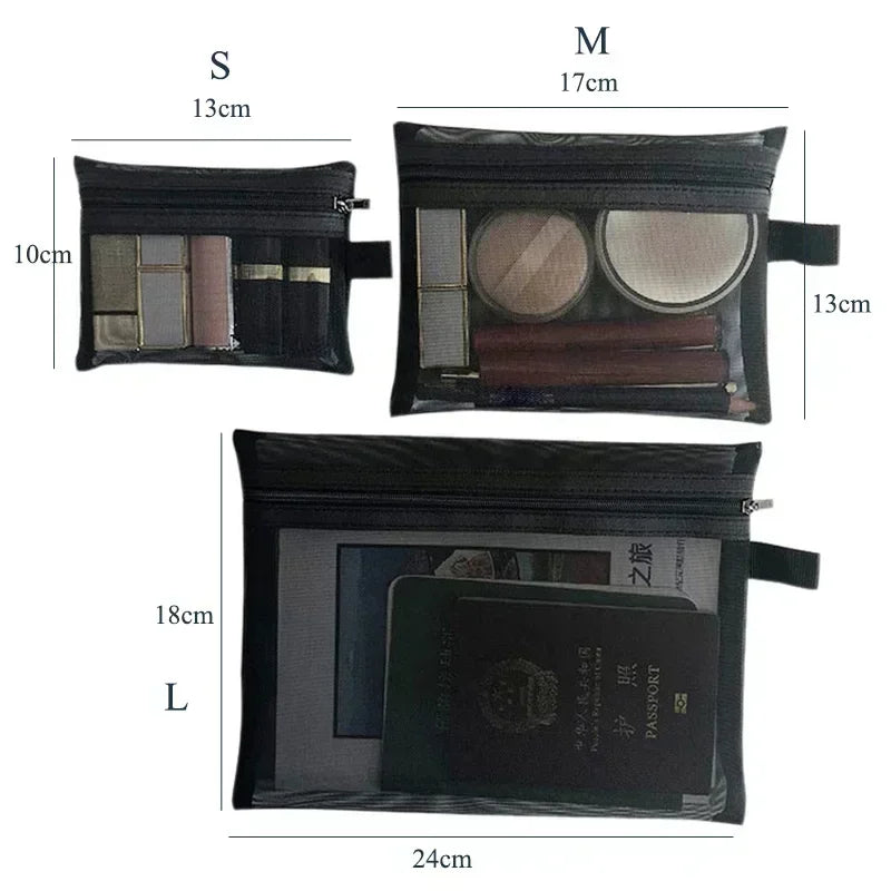 Transparent Mesh Cosmetic Bag for Travel