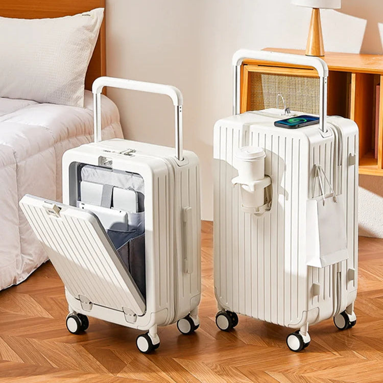 Multifunctional Travel Suitcase with Cup Holder