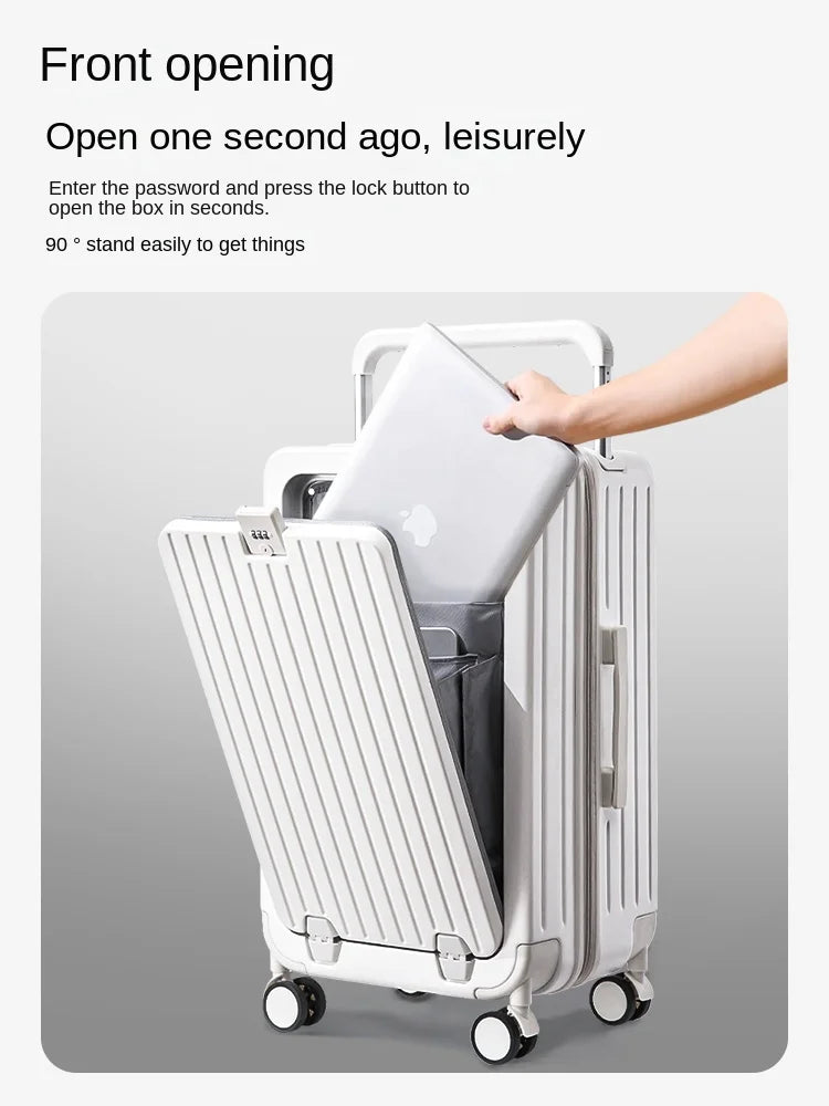 Multifunctional Travel Suitcase with Cup Holder