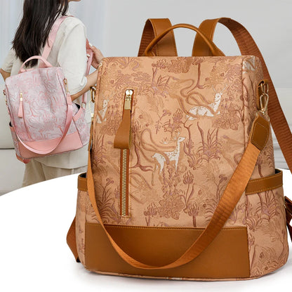 Color Blocking PU Leather Backpack for Travel